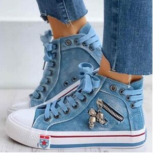Guoan Star Blue Silver Skeleton Zipper Sneakers Size 38 Stylish Unique